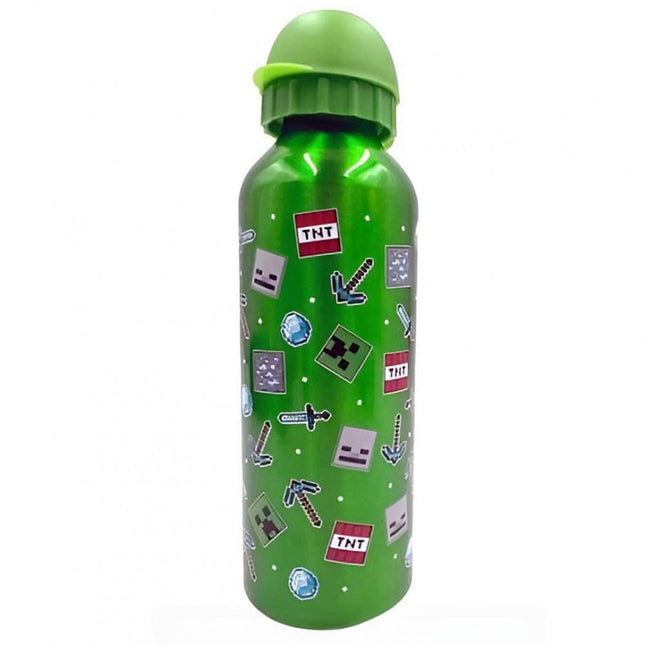 Minecraft grøn vandflaske i aluminium med motiver 500 ml