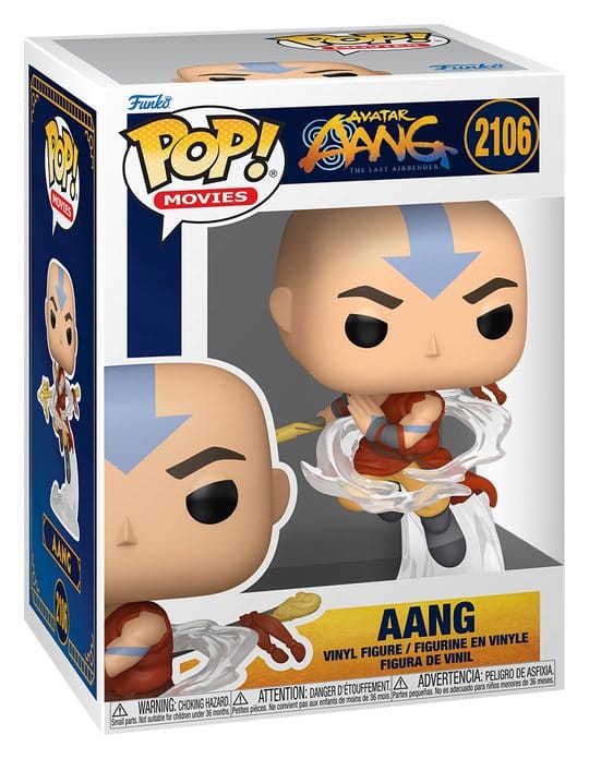 Funko POP! Movies Avatar Aang: The Last Airbender Aang #2106 i dynamisk airbending-position og original vinduesæske.