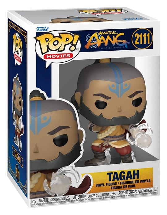 Funko POP! Tagah #2111 fra Avatar Aang: The Last Airbender med blå ansigtsmarkeringer og gennemsigtige effekter i original æske.