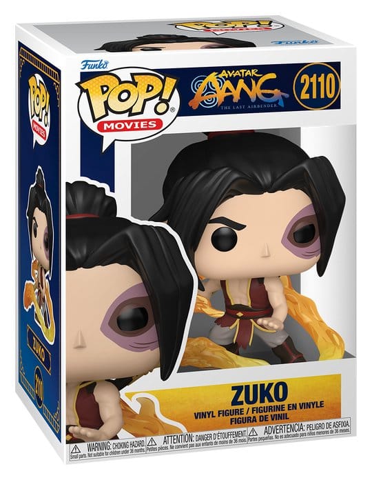 Funko POP! Zuko #2110 fra Avatar Aang: The Last Airbender med ansigtsar og flammeeffekter.