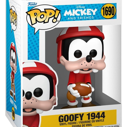 Funko POP! Disney Mickey and Friends Goofy 1944 #1690 som footballspiller med rød hjelm og bold i original æske.