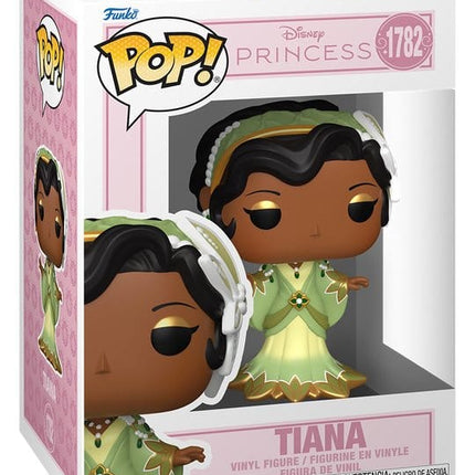 Funko POP! Tiana (Grand Entrance) #1782 fra Disney Princess i lysegrøn festkjole med gyldne detaljer og slør.