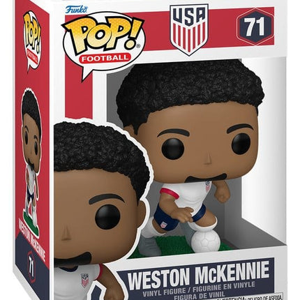 Funko POP! Football USA Weston McKennie #71 i hvid landsholdstrøje med fodbold i original æske.