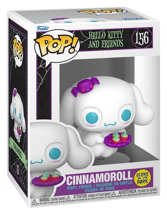 Funko POP! Hello Kitty and Friends Cinnamoroll Spooky Glow in the Dark #156 i spøgelseskostume med bakke i original æske.