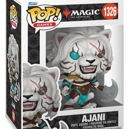 Funko POP! Ajani #1326 fra Magic: The Gathering som hvidpelset leonin med ansigtsar, rustning og stor økse.