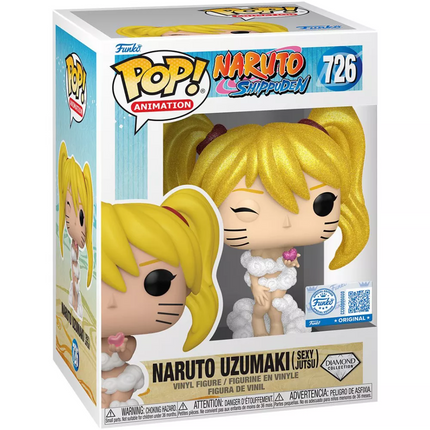 Funko POP! Naruto Shippuden Naruto Uzumaki Sexy Jutsu Diamond Collection #726 med blondt hår og glitrende finish i original æske.
