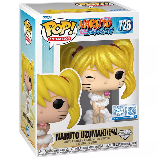 Funko POP! Naruto Shippuden Naruto Uzumaki Sexy Jutsu Diamond Collection #726 med blondt hår og glitrende finish i original æske.
