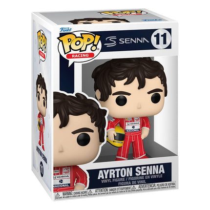 Funko POP! Racing Ayrton Senna i rød McLaren-racerdragt med hjelm, nummer 11