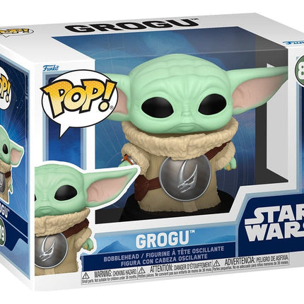 Funko POP! Star Wars Grogu with Mudhorn Chest Armor #819 i beige dragt med rustningsplade.