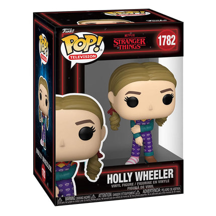 Funko POP! Holly Wheeler #1782 fra Stranger Things sæson 5 med lyse fletninger, røde sløjfer og farverig pyjamas.