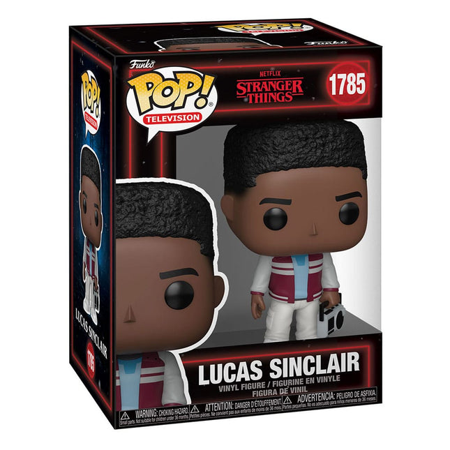Funko POP! Lucas Sinclair with Boombox #1785 fra Stranger Things sæson 5 i rød og hvid jakke med transportabel boombox.
