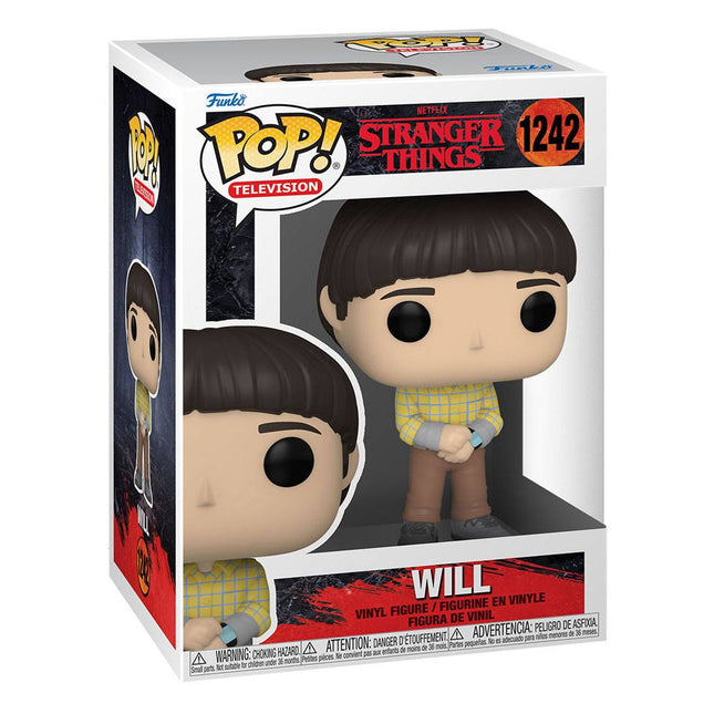 Funko POP! Will Byers #1242 fra Stranger Things sæson 4 i gulternet skjorte og brune bukser i original vinduesæske.