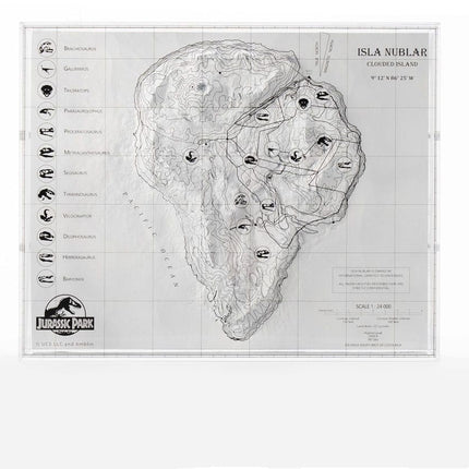 Jurassic Park Isla Nublar Topographic Map