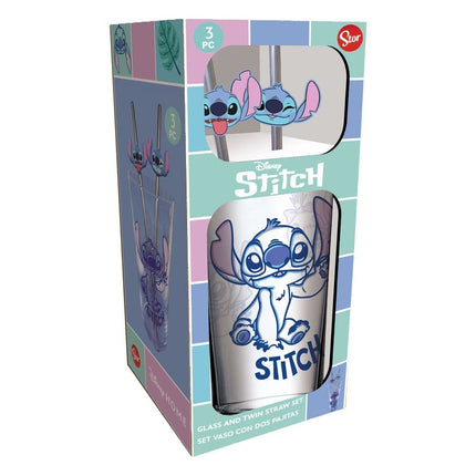 Lilo & Stitch Glas Tumbler med Sugerør