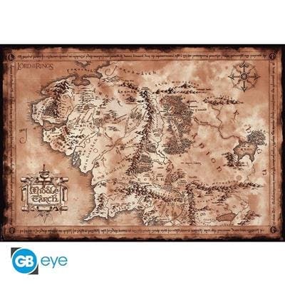 Lord of the Rings Plakat – Middle Earth Kort (91,5 x 61 cm)