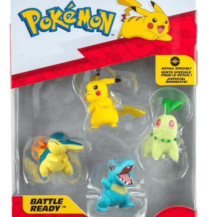 Pokémon kampfigursæt med 4 figurer - Pikachu, Chikorita, Totodile og Cyndaquil