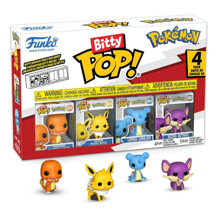 Pokémon Bitty POP! Vinylfigur 4-pakke Serie 2 – Charmander, Jolteon, Lapras & Rattata