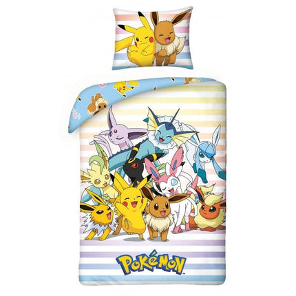 Pokémon Sengetøjssæt Pikachu, Eevee & Venner 140 x 200 cm / 70 x 90 cm