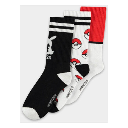 Pokemon sokker 3-Pakke Pikachu Pokeball 39-42